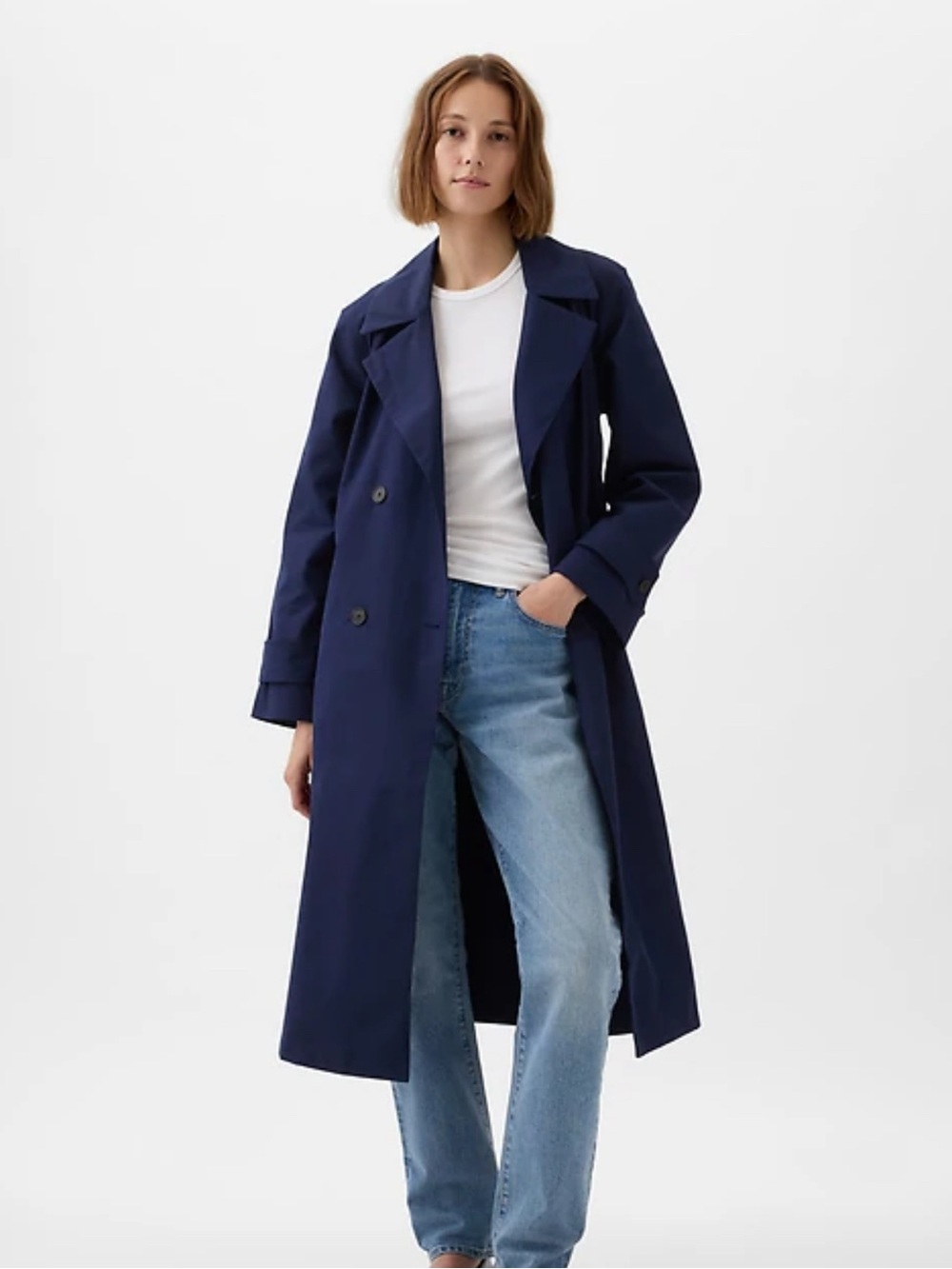 GAP Navy Double-Breasted Trench Coat! NWOT